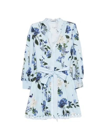 Alice And Olivia Lucy Mini Shirt Dress With Tie Belt Fly Away In Yellow
