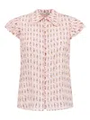 Alice And Olivia Flutter-sleeve Ice-cream Print Blouse In Pink
