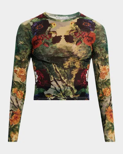 ALICE AND OLIVIA FORBIDDEN FOREST DELAINA MESH TOP