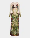 Alice And Olivia Forbidden Forest Delora Long-sleeve Maxi Dress In Multi