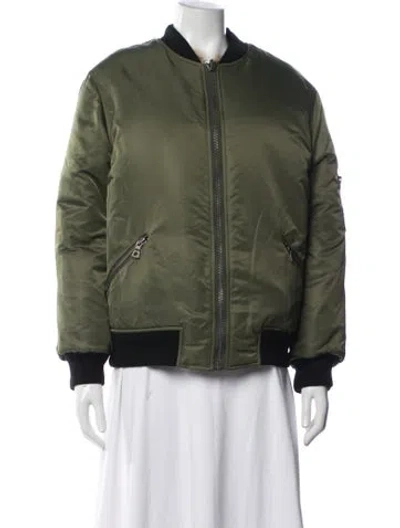Pre-owned Alice And Olivia Fox Fur Jacket In Green