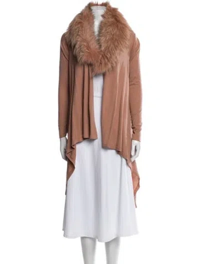 Pre-owned Alice And Olivia Fox Fur Trimmed Wool Sweater In Pink