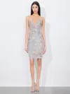 Alice And Olivia Francie Embellished Gown In Champagne/silver