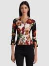 Alice And Olivia Freya Button Down Top In Multi
