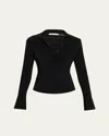 Alice And Olivia Freya Fitted Button-front Top In Black