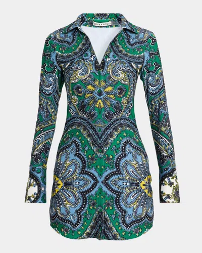 Alice And Olivia Freya Fitted Mini Shirtdress In Bon Voyage
