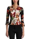Alice And Olivia Freya Button Down Top In Multi