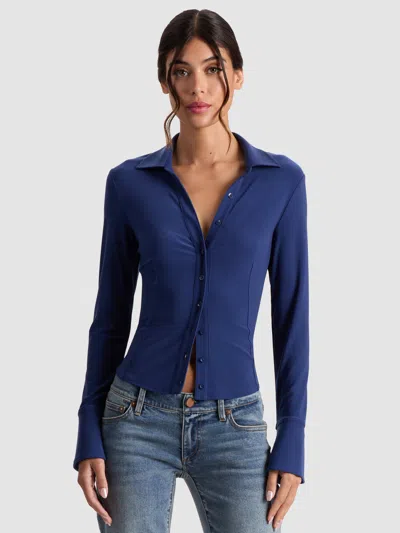 Alice And Olivia Freya Fitted Top In Purple