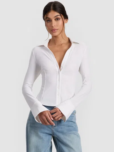 Alice And Olivia Freya Fitted Top In White