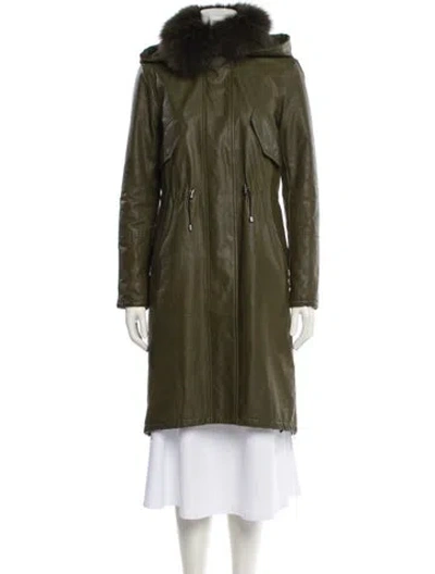 Pre-owned Alice And Olivia Fur Coat In Green