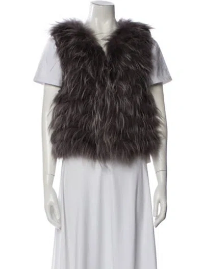 Pre-owned Alice And Olivia Fur Fur Jacket In Gray