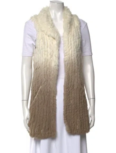 Pre-owned Alice And Olivia Fur Open Front Sweater In Neutrals