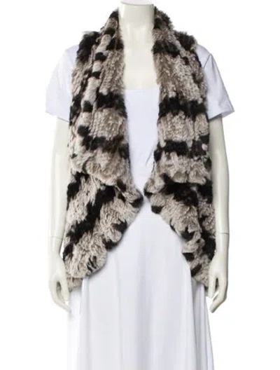 Pre-owned Alice And Olivia Fur Striped Fur Jacket In Black