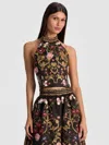 Alice And Olivia Gatz Embellished Crop Top In Multi