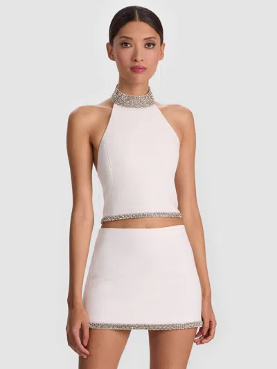 Alice And Olivia Gatz Embellished Top In Neutral