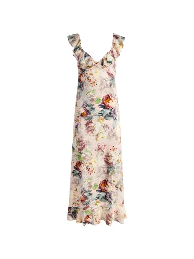 Alice And Olivia Gemma Floral-pattern Midi Dress In Pink