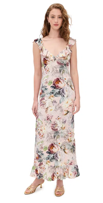 Alice + Olivia Gemma Ruffle-trim Floral Maxi Dress In Multi