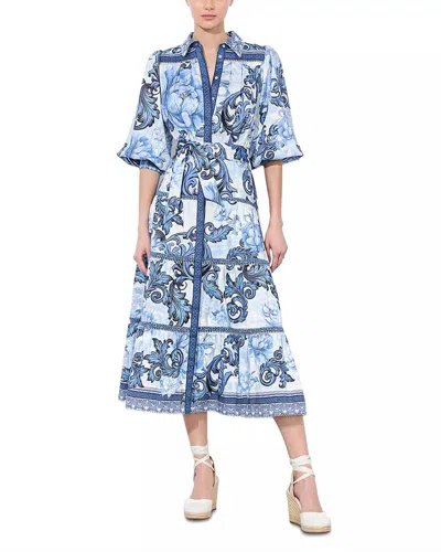 Alice And Olivia Geneva Midi Dress In Scroll Symphony