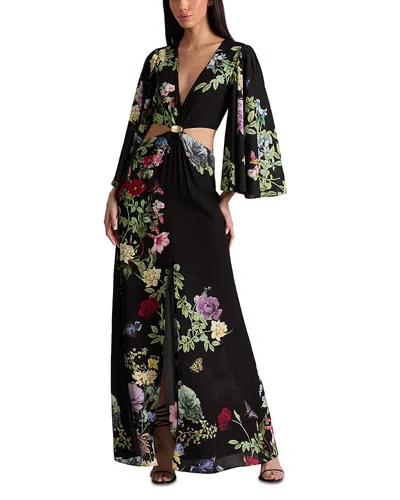 Alice And Olivia Georgiana Deep V Neck Dress In Black
