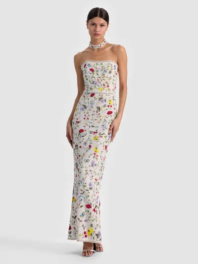 Alice And Olivia Georgie Embellished Gown In White