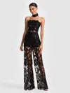 Alice And Olivia Georgie Embellished Lace Jumpsuit In Black