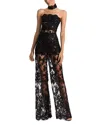 Alice And Olivia Georgie Embellished Lace Jumpsuit In Black