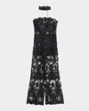 Alice And Olivia Georgie Embellished Lace Jumpsuit In Black