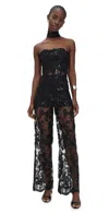 Alice And Olivia Georgie Sequin Lace Jumpsuit Black In Black