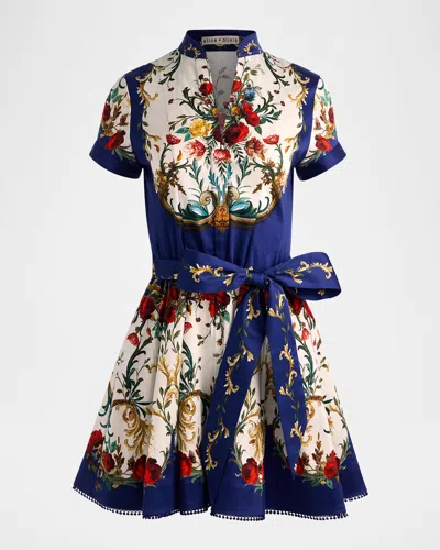 Alice And Olivia Gilded Rose Lucy Short-sleeve Mini Shirtdress In Multi
