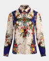 Alice And Olivia Gilded Rose Willa Placket Top In Multi