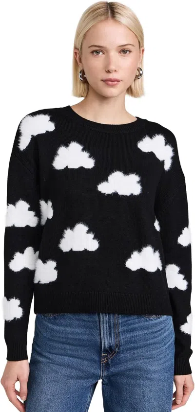 ALICE AND OLIVIA GLEESON FUZZY CLOUD PULLOVER, BLACK/SOFT WHITE