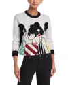 Alice And Olivia Gleeson Stace Face Beaded Sweater In Soft White Multi