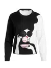 Alice And Olivia Gleeson Stace Face Pullover In Black/soft White Multi