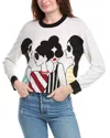 Alice And Olivia Gleeson Stace Face Beaded Sweater In White
