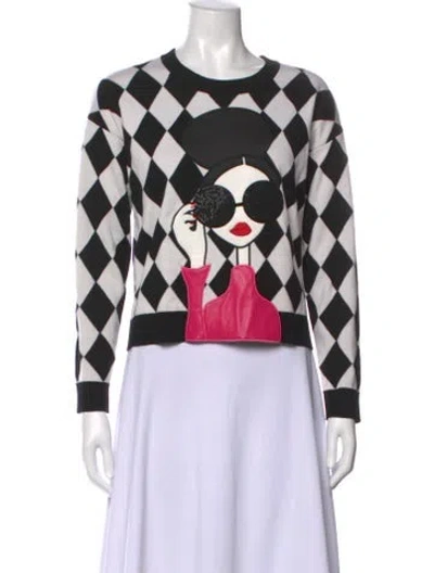 Pre-owned Alice And Olivia Gleeson Stace Wool Sweater In Black