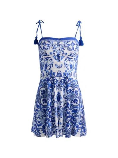 Alice And Olivia Glinda Tassel-detail Spaghetti-strap Mini Dress In Multi