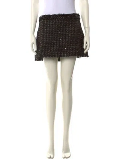 Pre-owned Alice And Olivia Glitter Accents Mini Skirt In Neutral