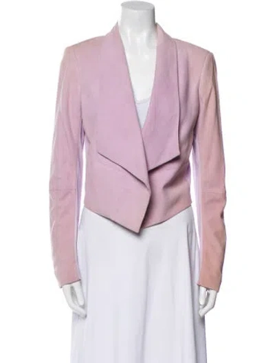 Pre-owned Alice And Olivia Goat Leather Biker Jacket In Purple