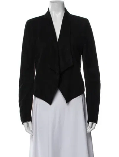 Pre-owned Alice + Olivia Goat Leather Blazer In Black