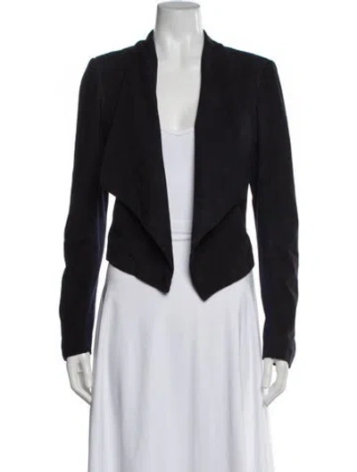 Pre-owned Alice And Olivia Goat Leather Jacket In Blue