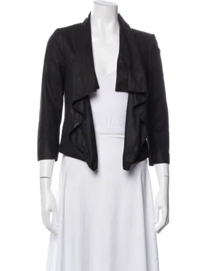 Pre-owned Alice And Olivia Goat Leather Jacket In Gray