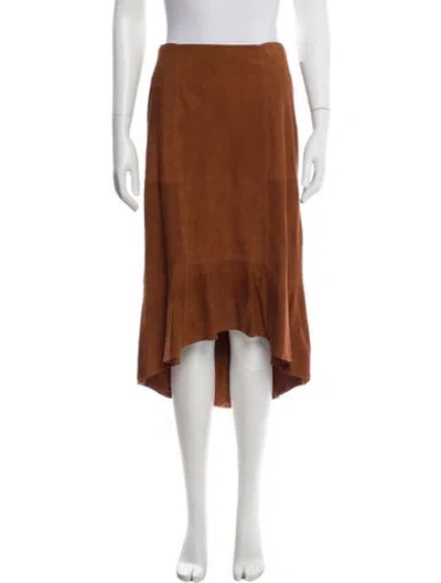 Pre-owned Alice And Olivia Goat Leather Knee-length Skirt In Brown