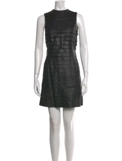 Pre-owned Alice And Olivia Goat Leather Mini Dress In Black
