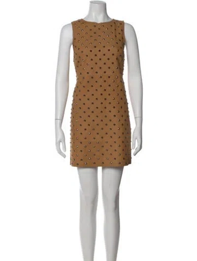 Pre-owned Alice And Olivia Goat Leather Mini Dress In Neutral