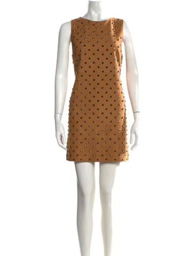 Pre-owned Alice And Olivia Goat Leather Mini Dress In Neutrals