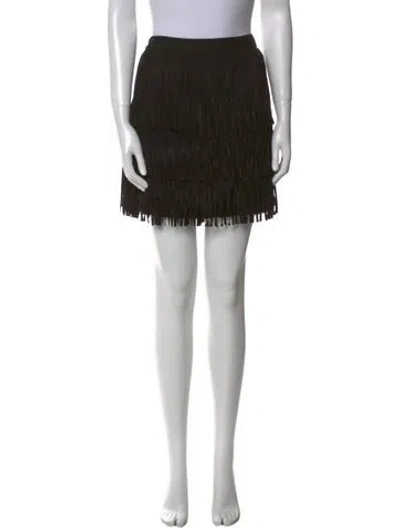 Pre-owned Alice And Olivia Goat Leather Mini Skirt In Black