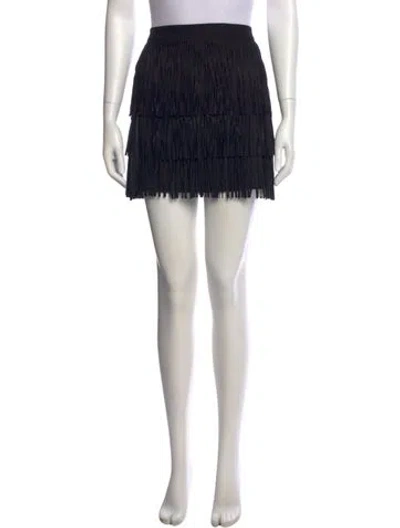 Pre-owned Alice And Olivia Goat Leather Mini Skirt In Black