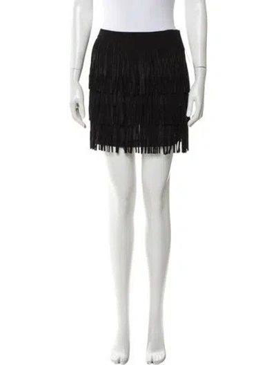 Pre-owned Alice And Olivia Goat Leather Mini Skirt In Black