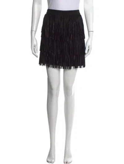 Pre-owned Alice And Olivia Goat Leather Mini Skirt In Black