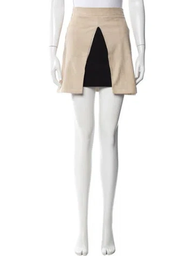 Pre-owned Alice And Olivia Goat Leather Mini Skirt In Neutral